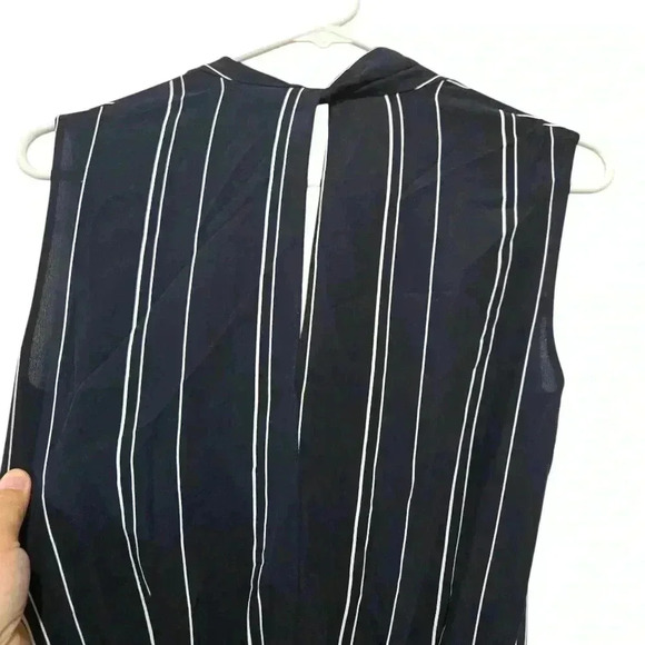 Vince - Stripe Draped Cross Front Dress in Coastal Blue Size 0 #222 - Picture 7 of 9